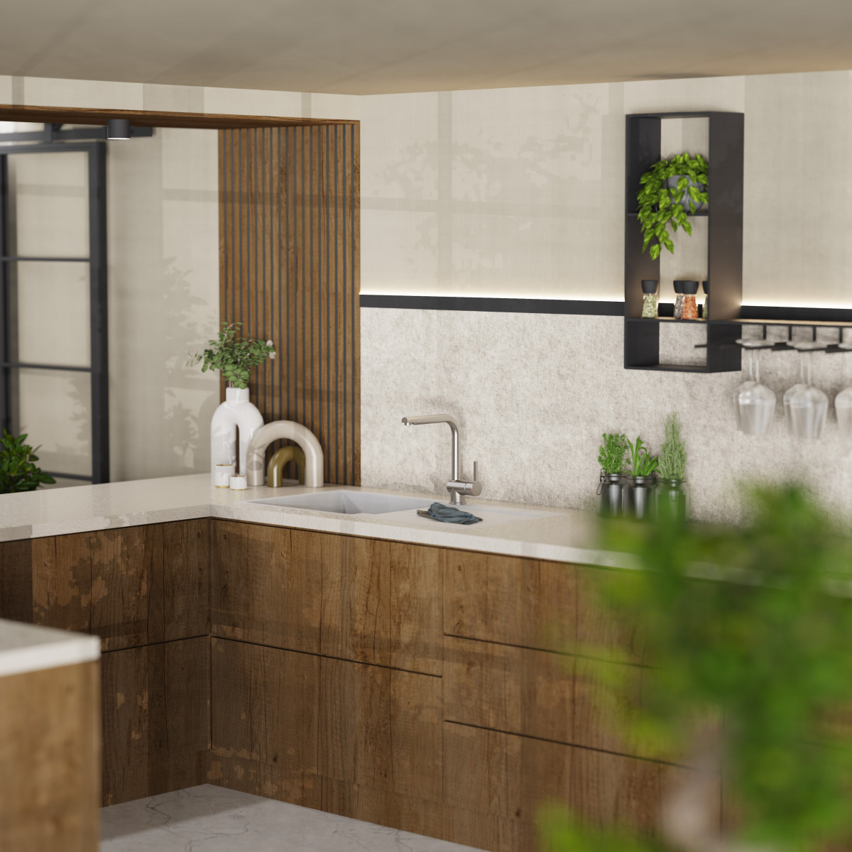 WK 4 en apparence inox, Mitigeur de cuisine avec bec en L intemporel