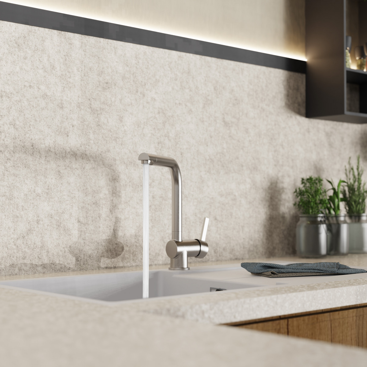 WK 4 in stainless steel look, Kitchen Faucet with timeless straight spout