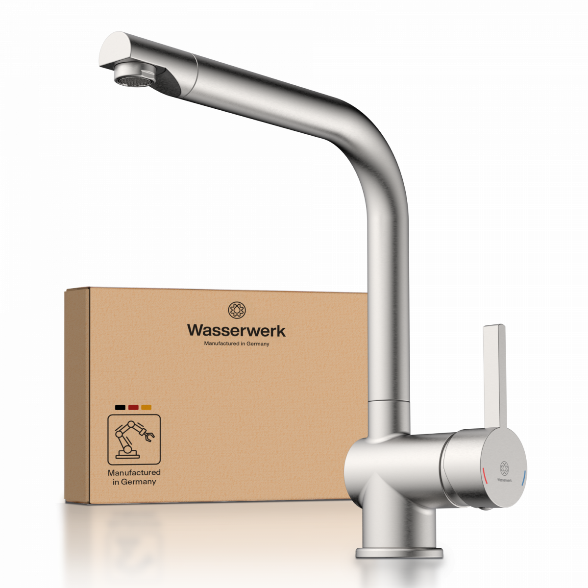 WK 4 in stainless steel look, Kitchen Faucet with timeless straight spout