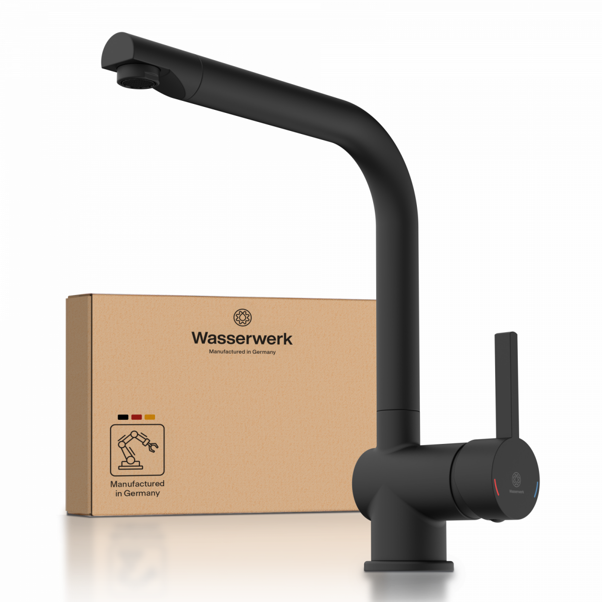 WK 4 in black, Kitchen Faucet with timeless straight spout