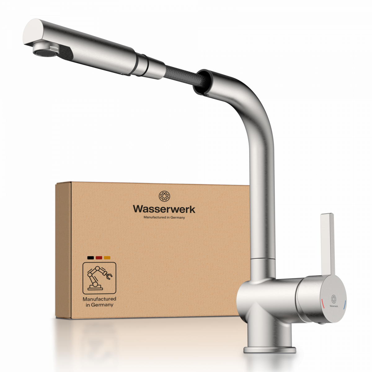 WK 4 Pro in stainless steel look, Kitchen Faucet with pull-out spout