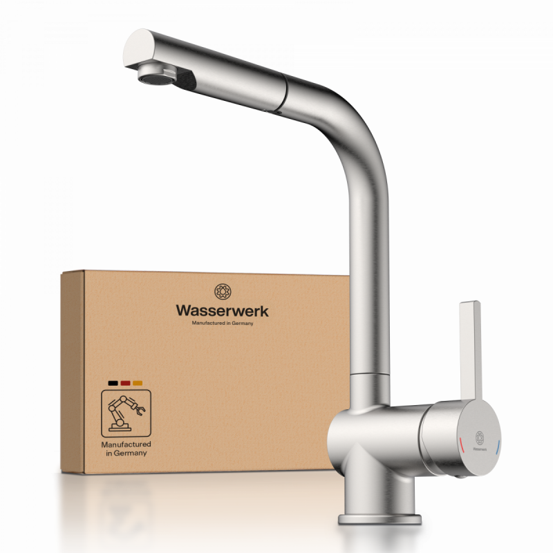 WK 4 Pro in stainless steel look, Kitchen Faucet with pull-out spout