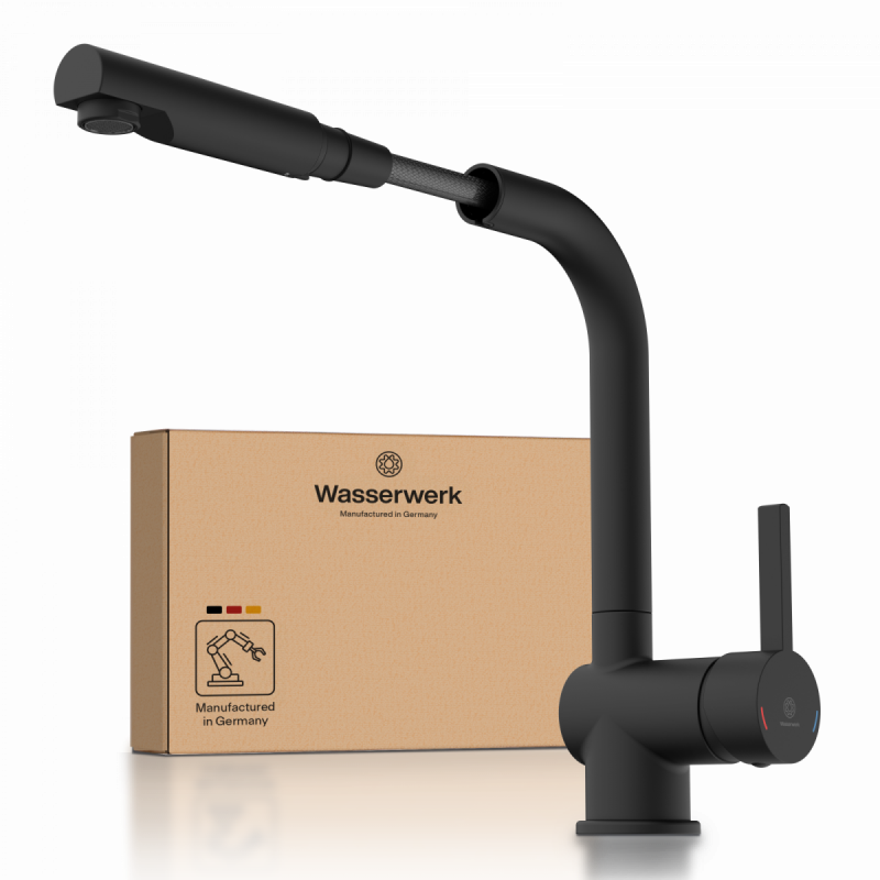 WK 4 Pro in black, Kitchen Faucet with pull-out spout