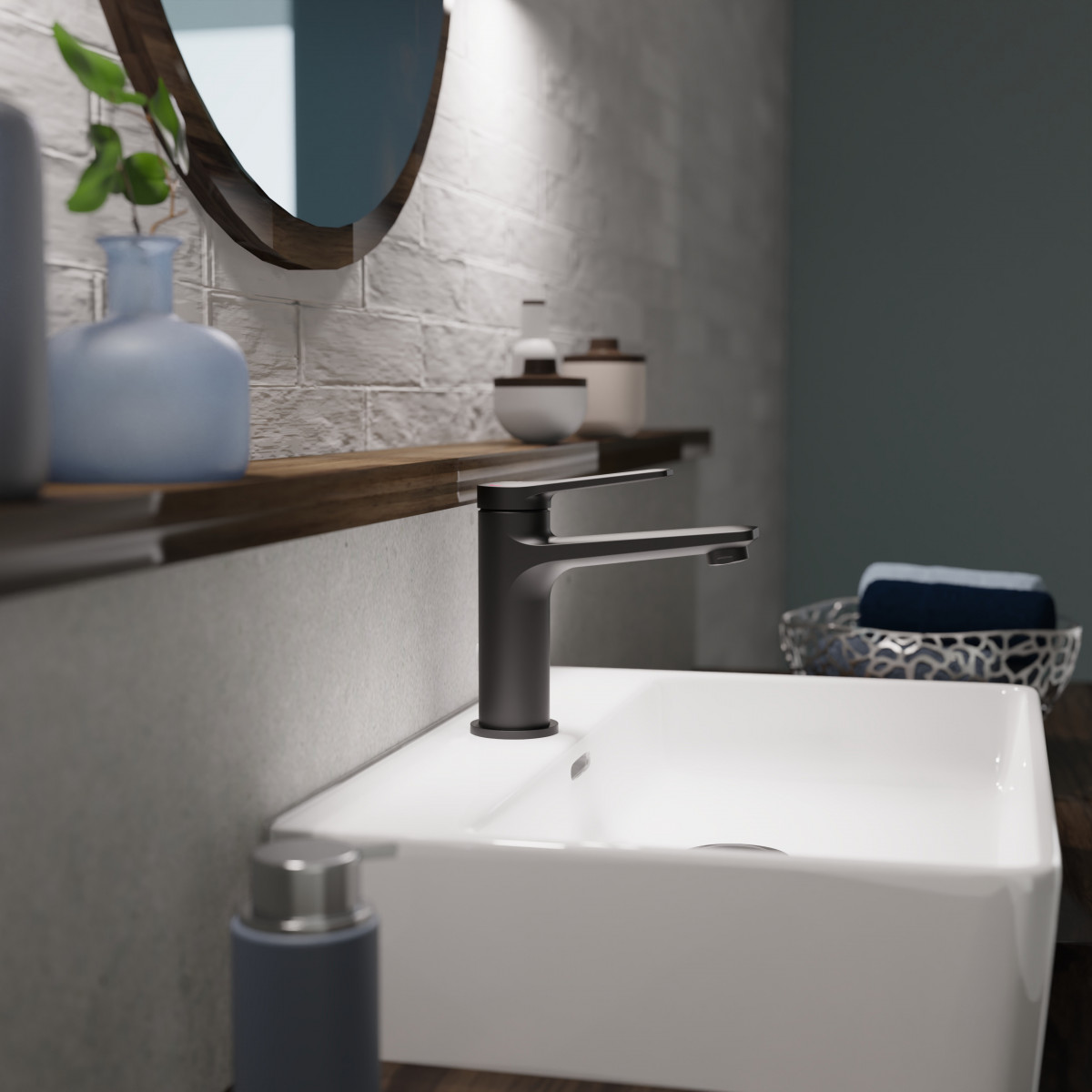 WT 12 en noir, Mitigeur de lavabo au design élancé WT 12 en noir, Mitigeur de lavabo au design élancé