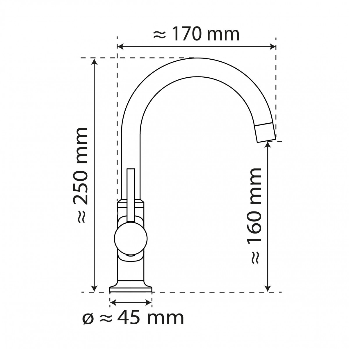 WT 14 in black, Washbasin faucet with curved spout