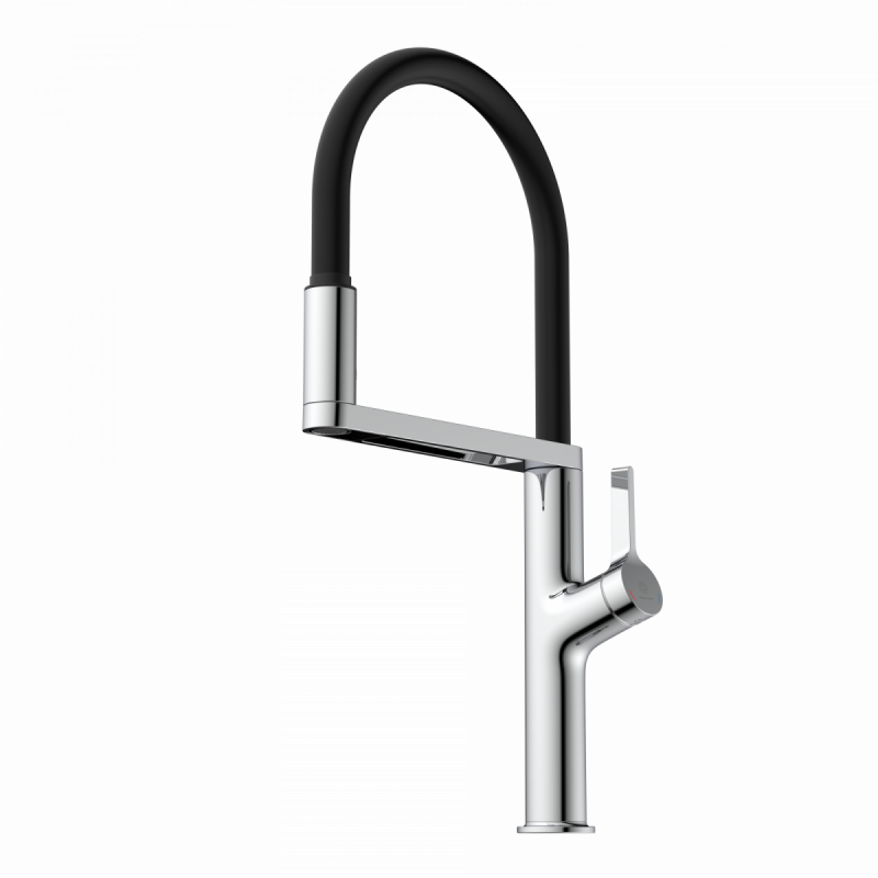 WK 2 in chrome, Kitchen Faucet semi-pro with pull-down soft-touch hose