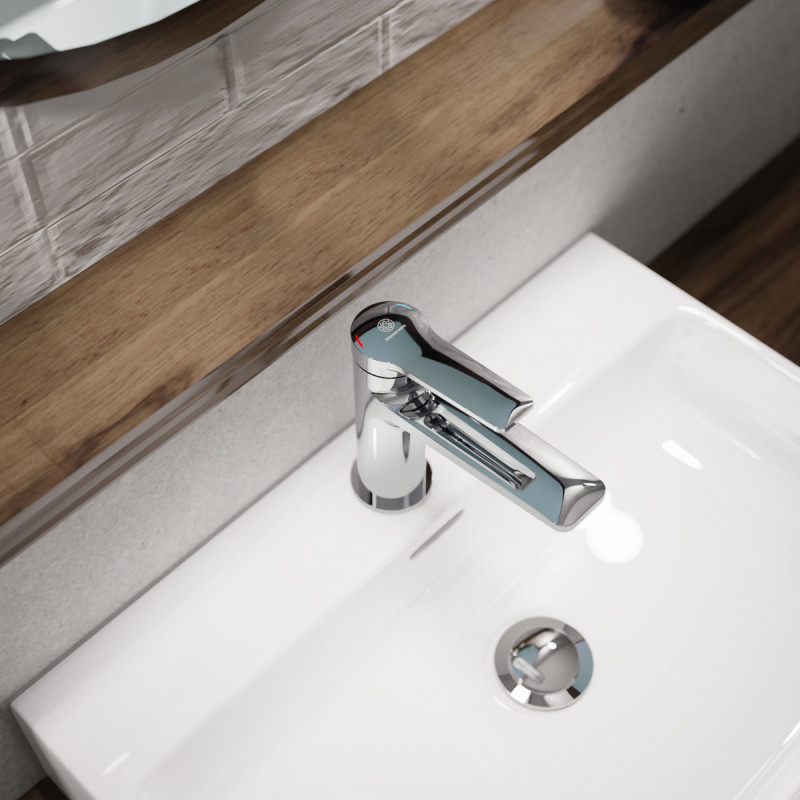 WT 12 in chrome, Washbasin with slim design