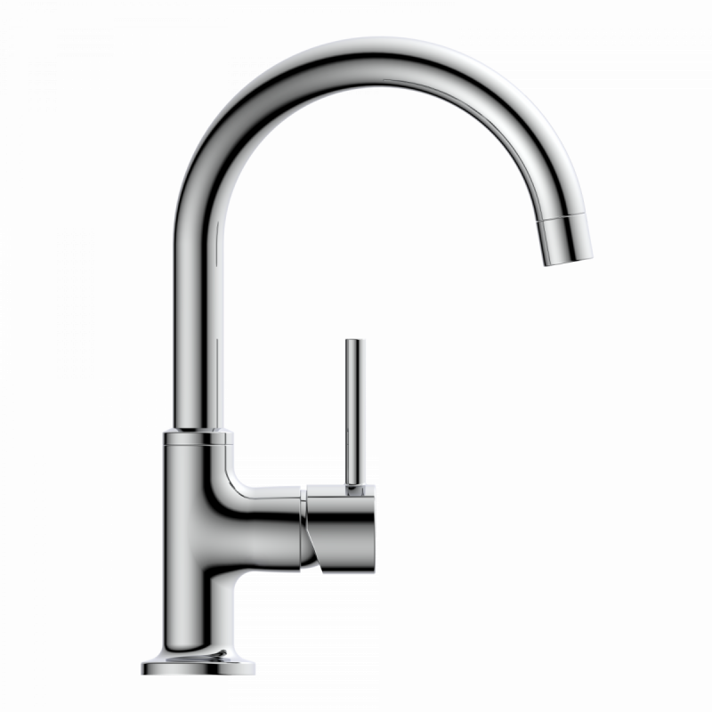 WT 14 in chrome, Washbasin faucet with curved spout