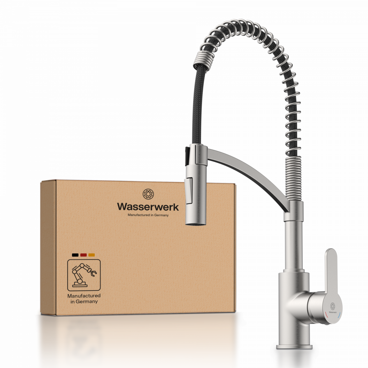 WK 3 in stainless steel look, Kitchen Faucet with innovative spiral spring design