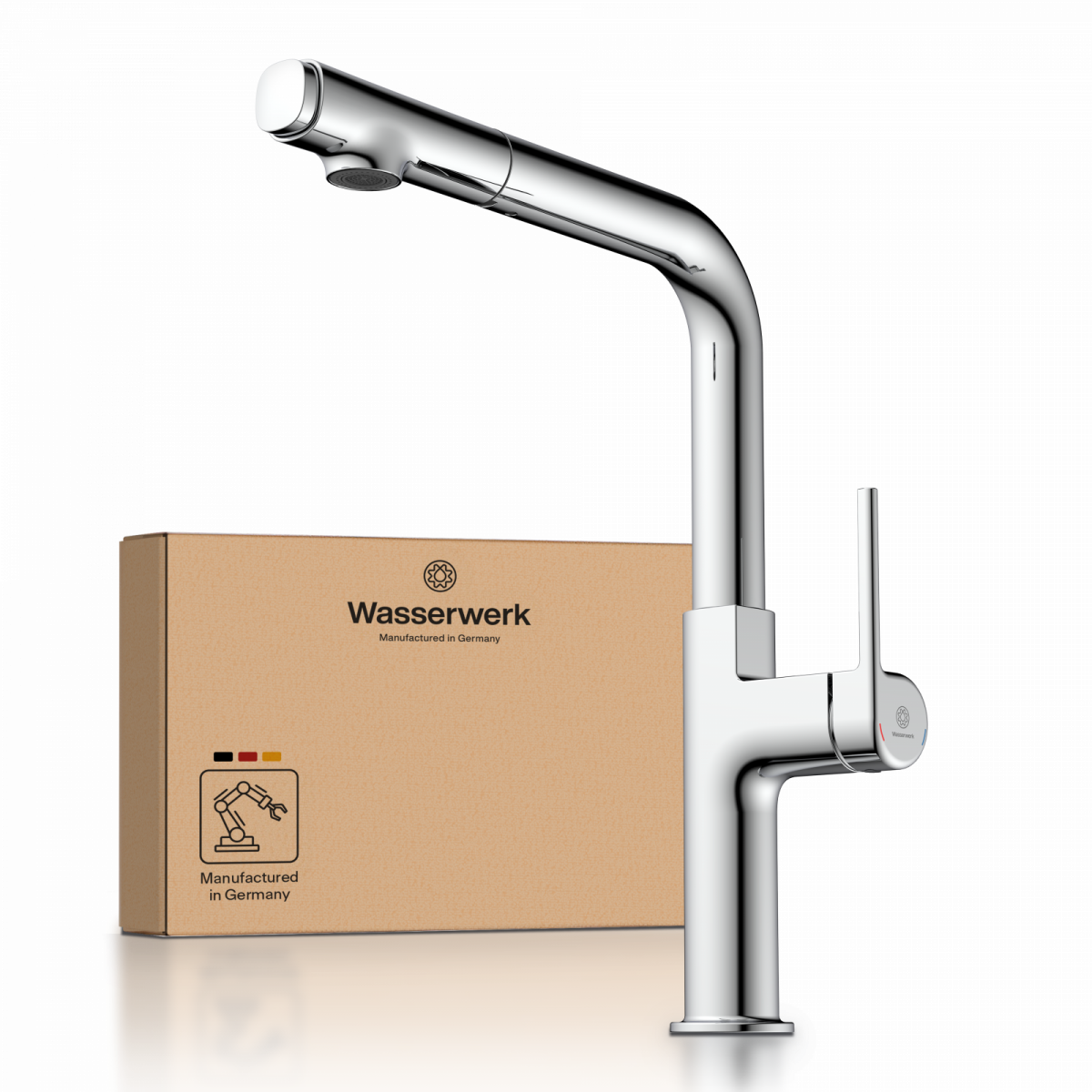 WK 11 in chrome, Kitchen Faucet with straight spout and pull-out spray
