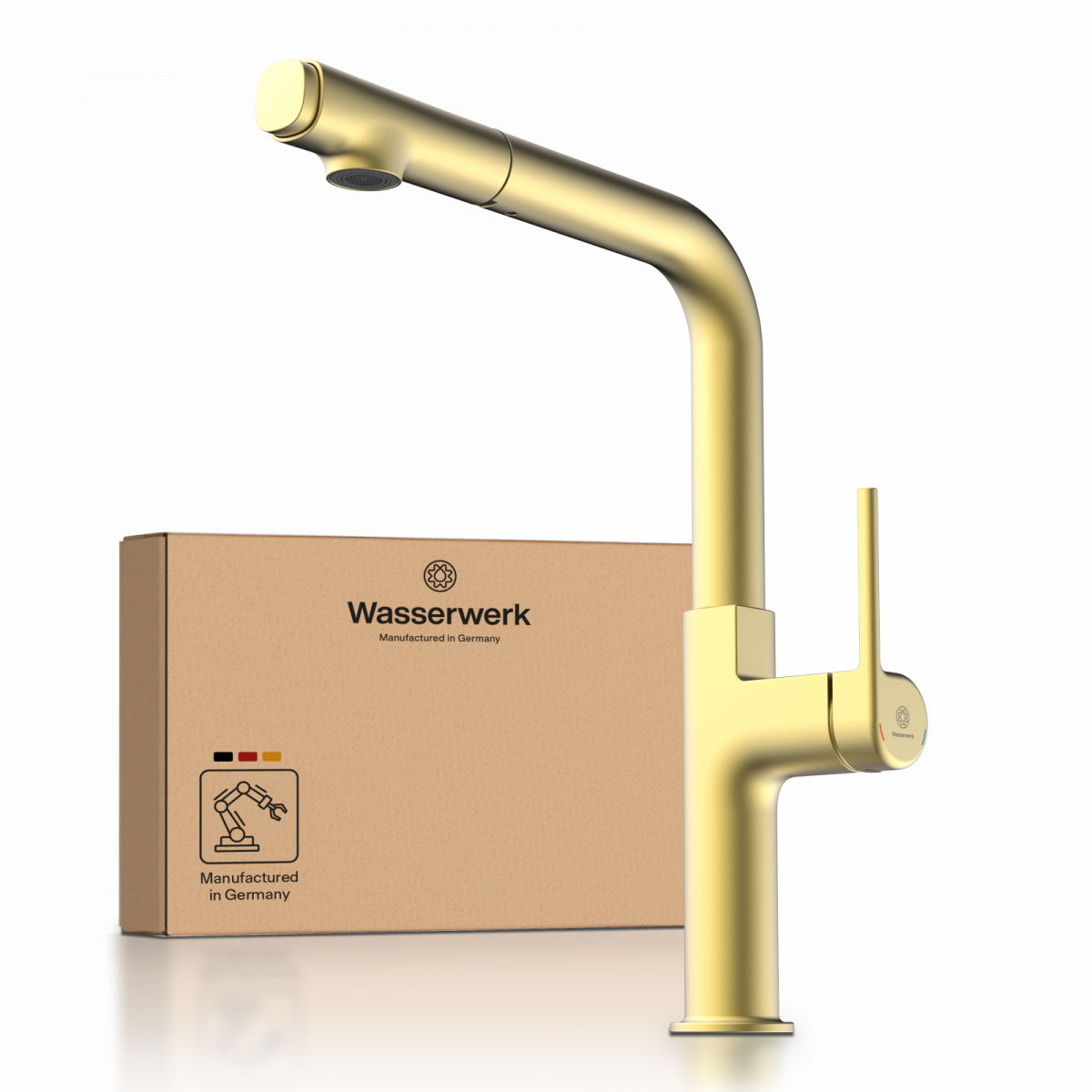 WK 11 in gold look, Kitchen Faucet with straight spout and pull-out spray