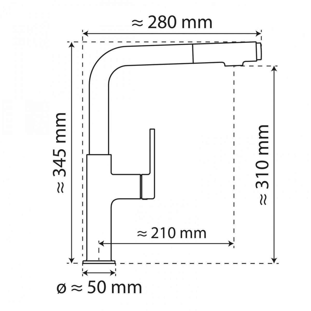 WK 11 in stainless steel look, Kitchen Faucet with straight spout and pull-out spray