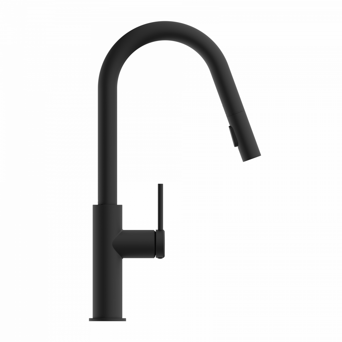 WK 13 Curve en noir, Mitigeur de cuisine avec bec incurvé et douchette