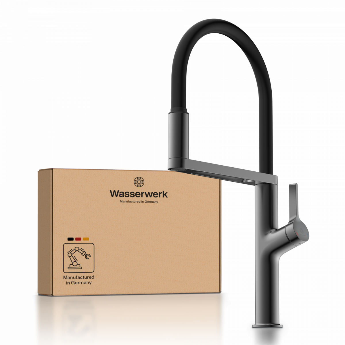 WK 2 en graphite mat, Mitigeur de cuisine avec tuyau flexible Soft-Touch et douchette