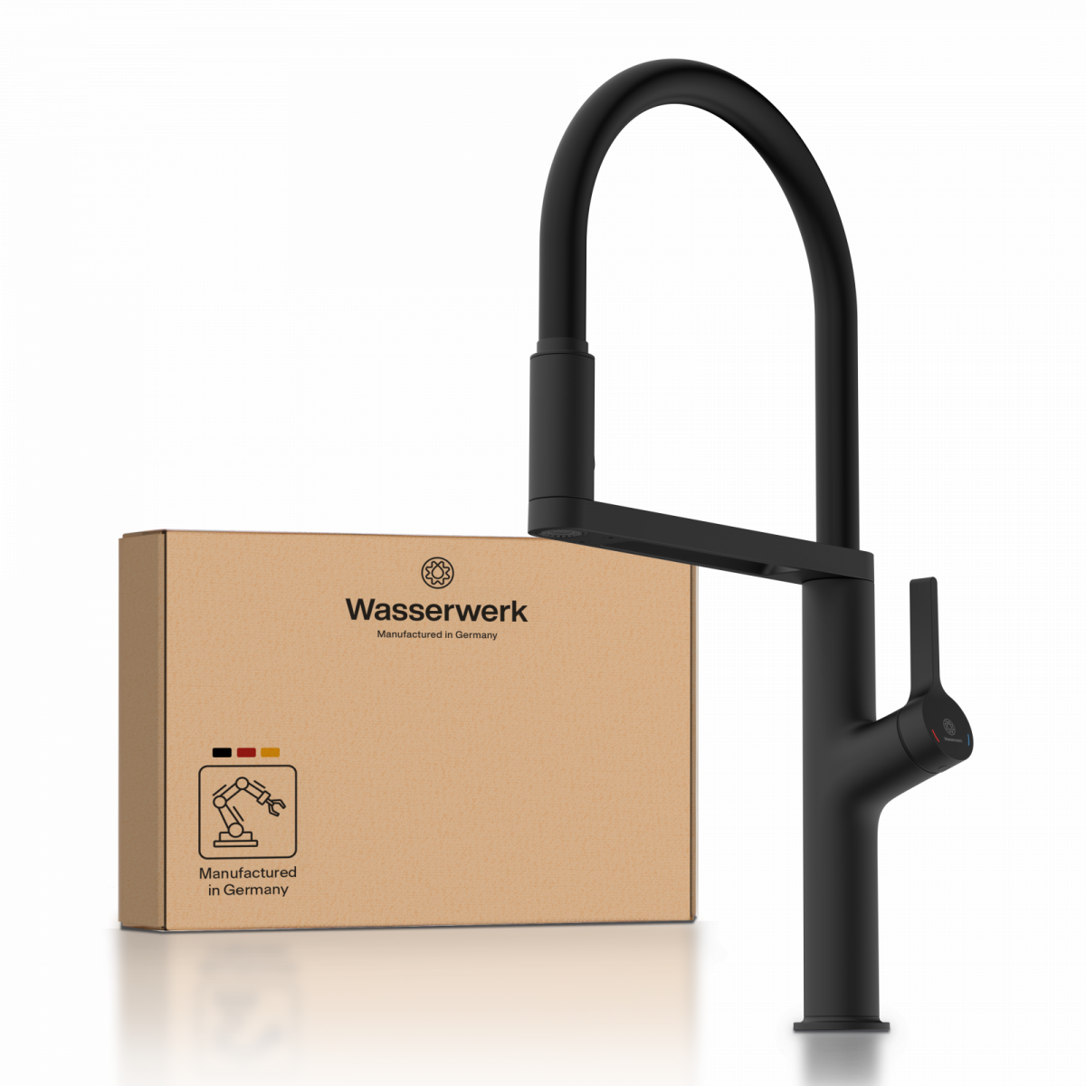 WK 2 in black, Kitchen Faucet semi-pro with pull-down soft-touch hose