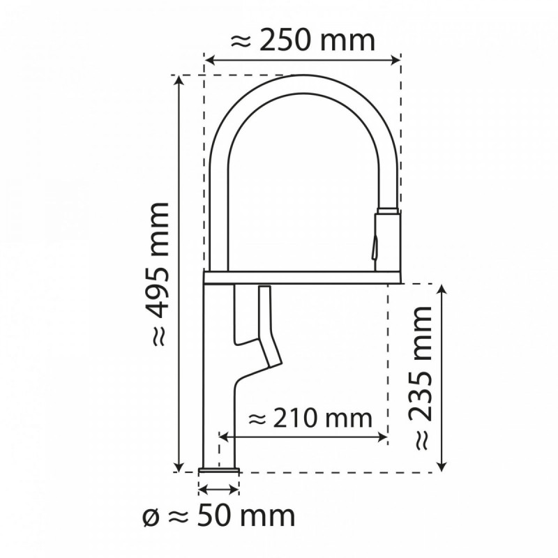 WK 2 in black, Kitchen Faucet semi-pro with pull-down soft-touch hose