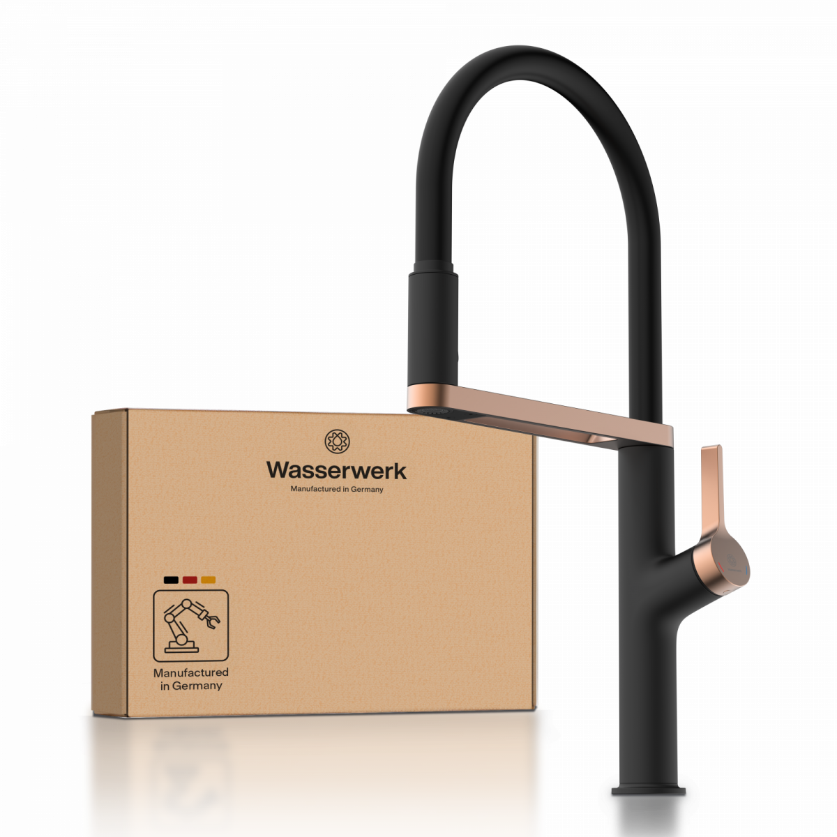 WK 2 in black/rose gold, Kitchen Faucet semi-pro with pull-down soft-touch hose