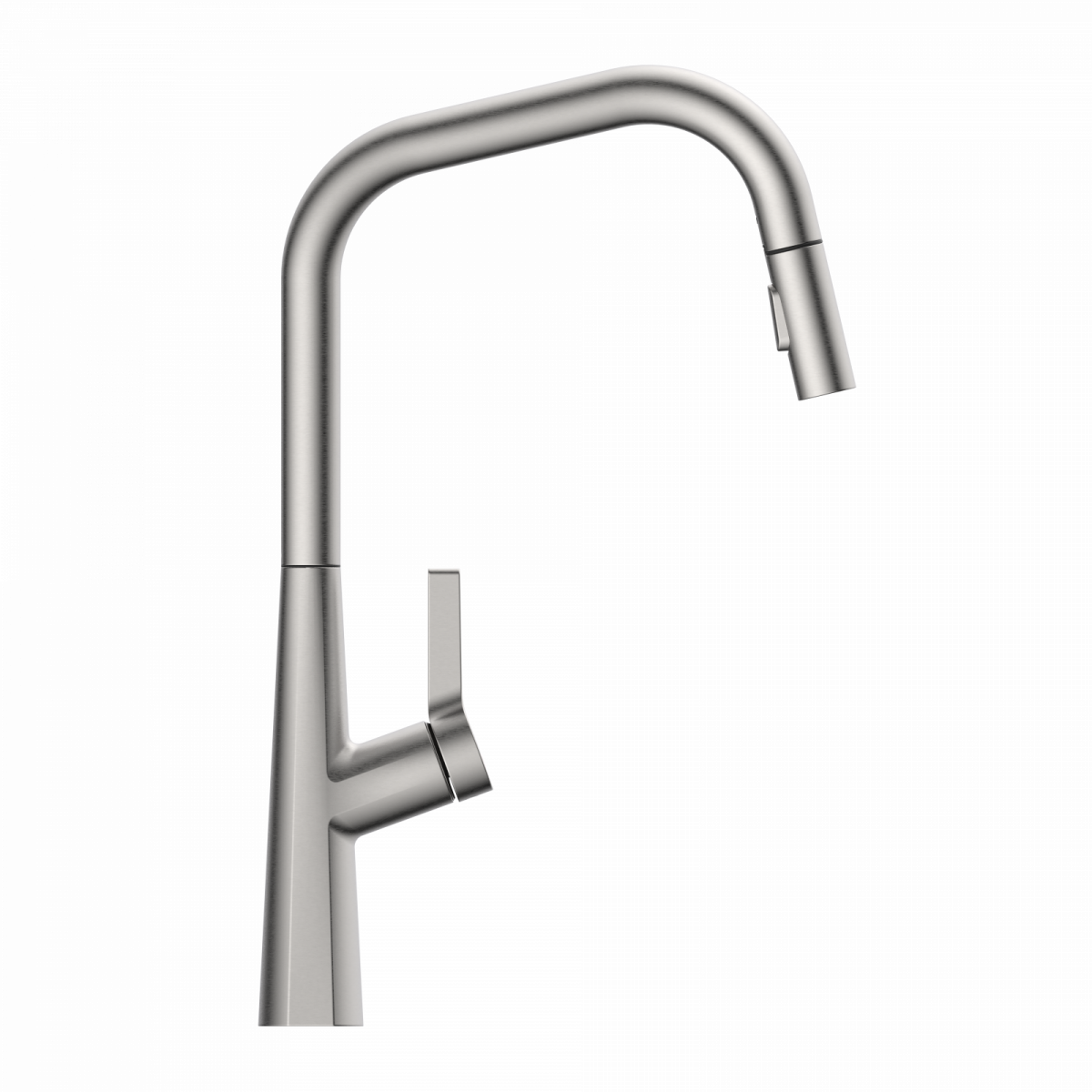WK 9 Edge in stainless steel look, Kitchen Faucet with edged spout and pull-down spray