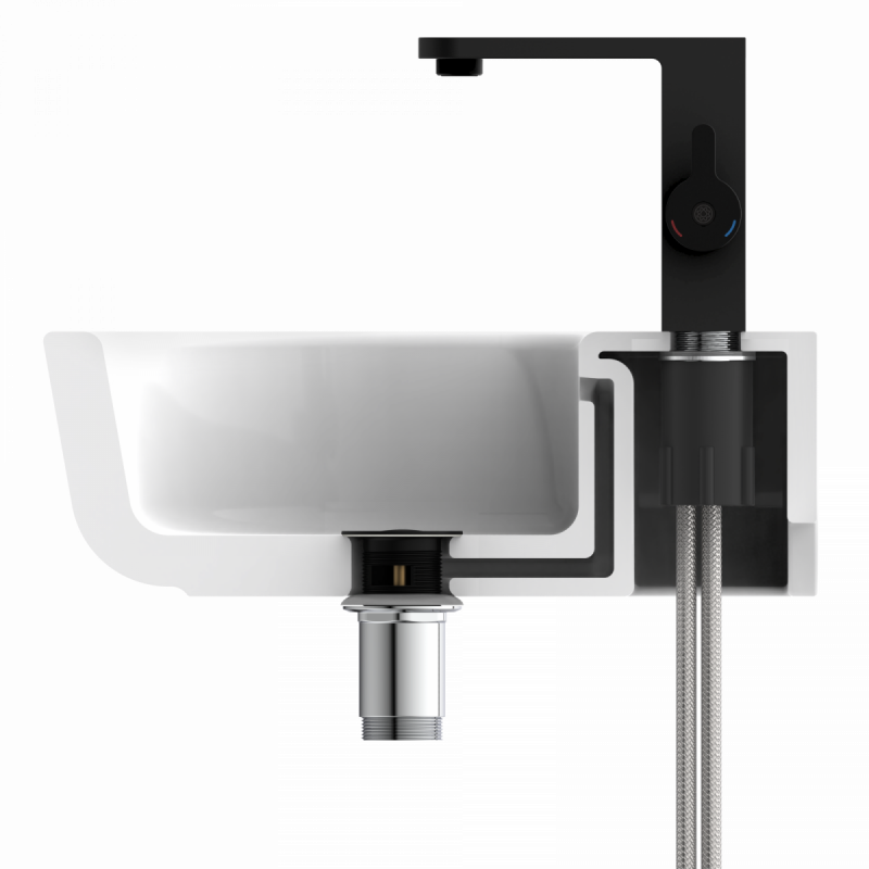 WT 15 in black, Washbasin with innovative design