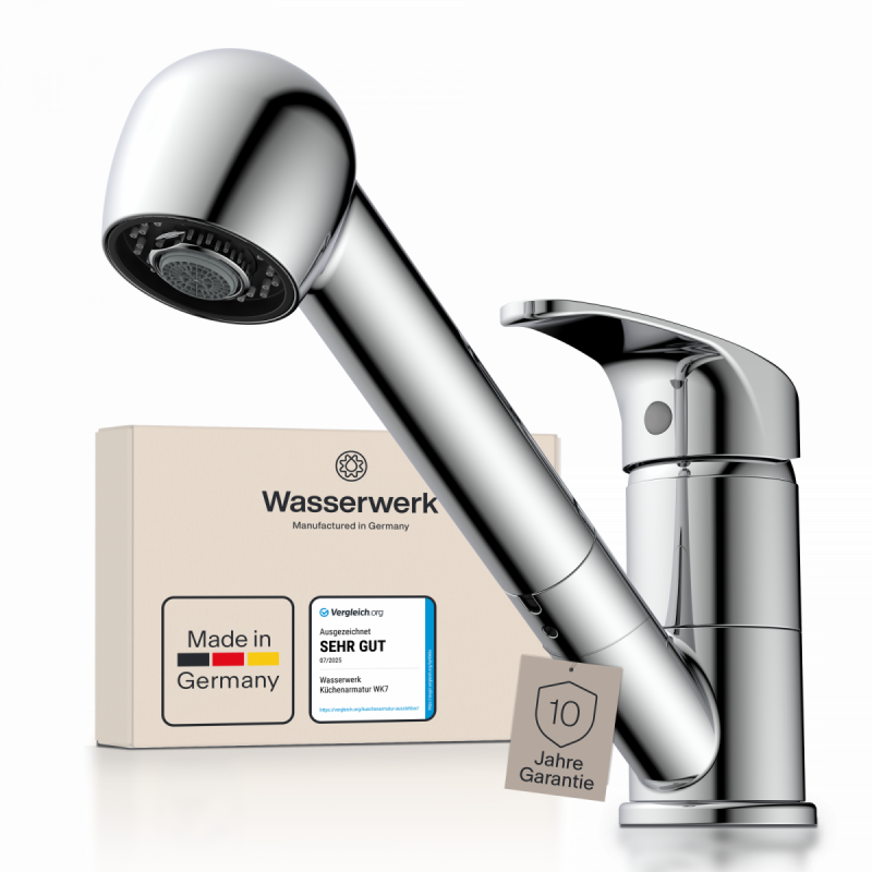 WK 7 in Chrome, Kitchen Faucet with pull-out sprayer