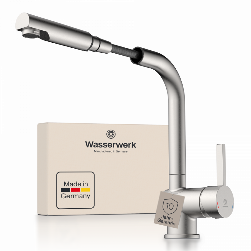 WK 4 Pro en apparence inox, Mitigeur de cuisine avec bec extractible