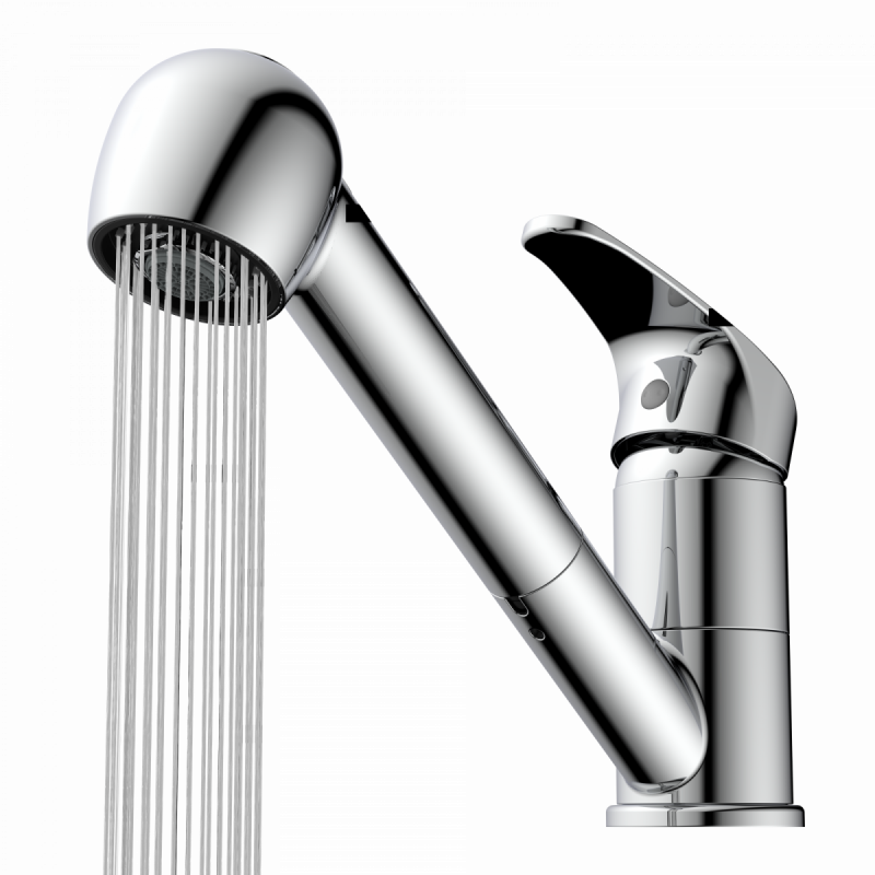 WK 7 in Chrome, Kitchen Faucet with pull-out sprayer