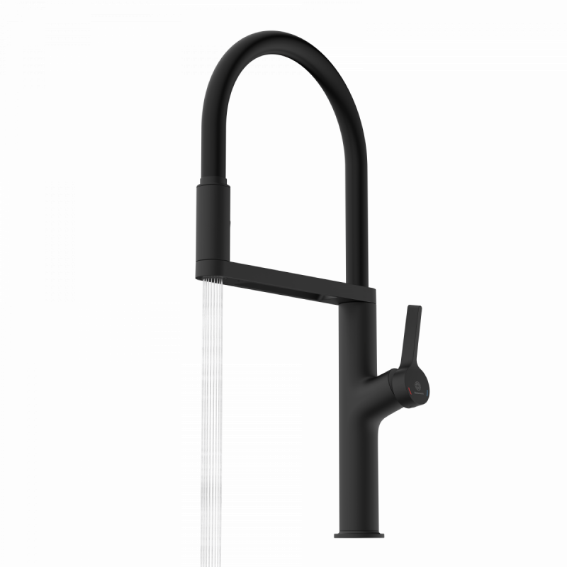 WK 2 in Schwarz, Küchenarmatur mit Soft-Touch-Schlauch und Geschirrbrause