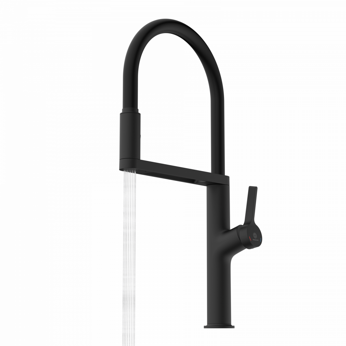 WK 2 en noir, Mitigeur de cuisine avec tuyau flexible Soft-Touch et douchette