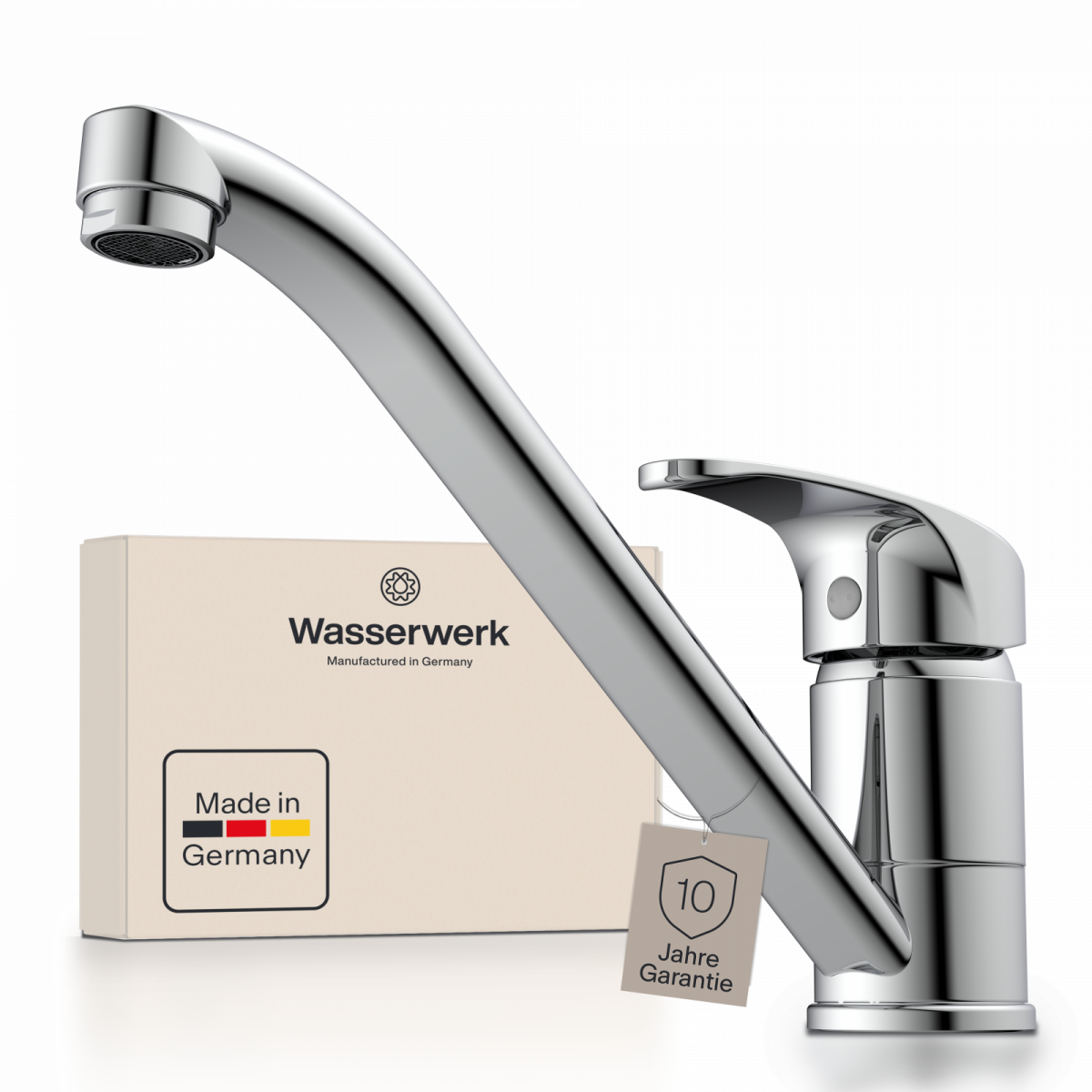 WK 8 in Chrome, Kitchen Faucet with 360° swivel spout