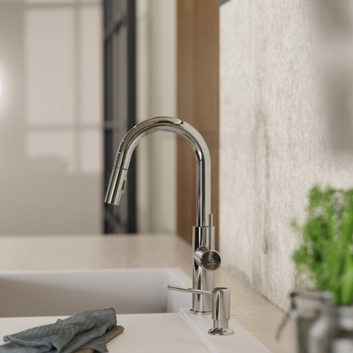 Zeepdispenser, dispenser voor vloeibare zeep in chroom