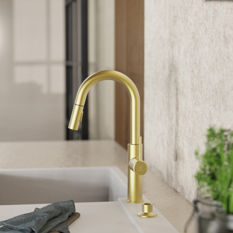 Zeepdispenser, dispenser voor vloeibare zeep in goudkleurige look