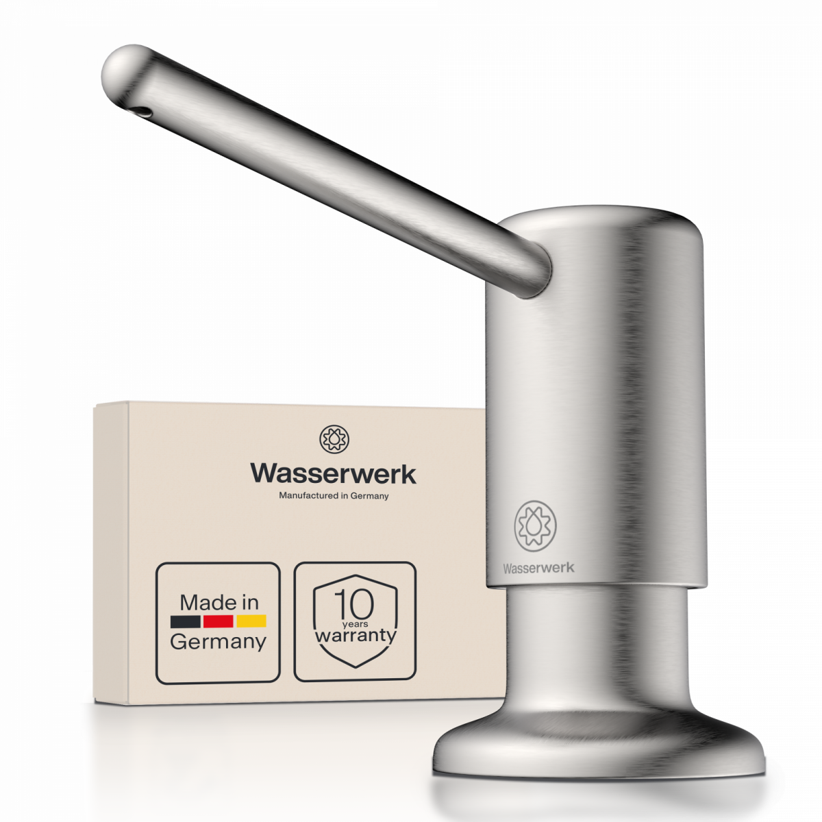 Zeepdispenser, dispenser voor vloeibare zeep in roestvrijstaal look