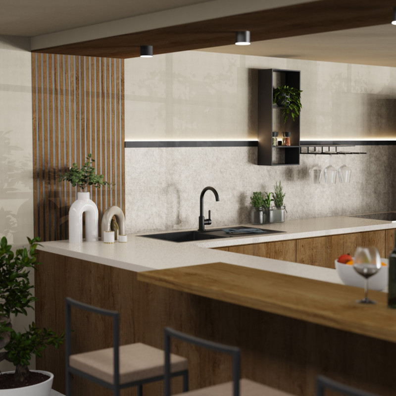 WK 5 in black, Kitchen Faucet with classic curved spout