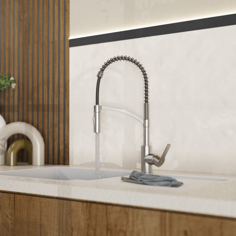 WK 3 in stainless steel look, Kitchen Faucet with innovative spiral spring design