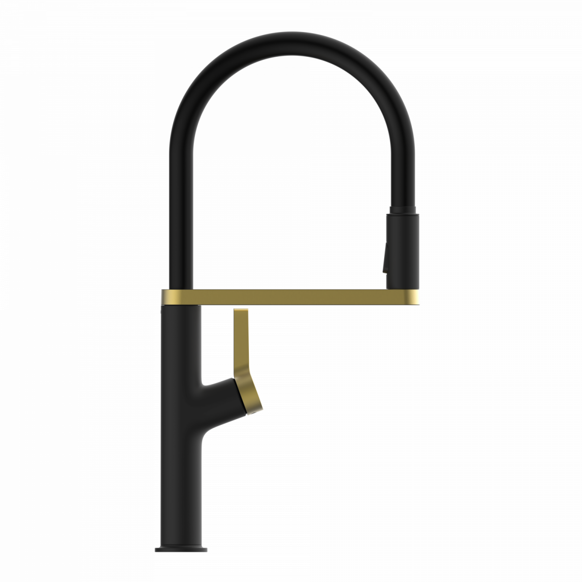 WK 2 in black/gold, Kitchen Faucet semi-pro with pull-down soft-touch hose
