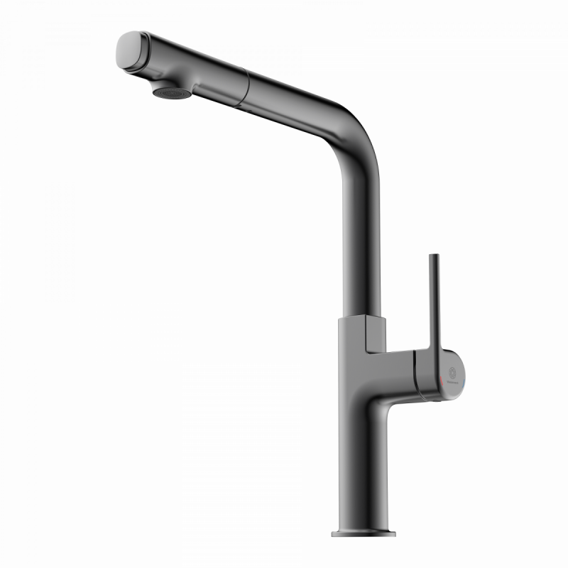 WK 11 in matte graphite, Kitchen Faucet with straight spout and pull-out spray
