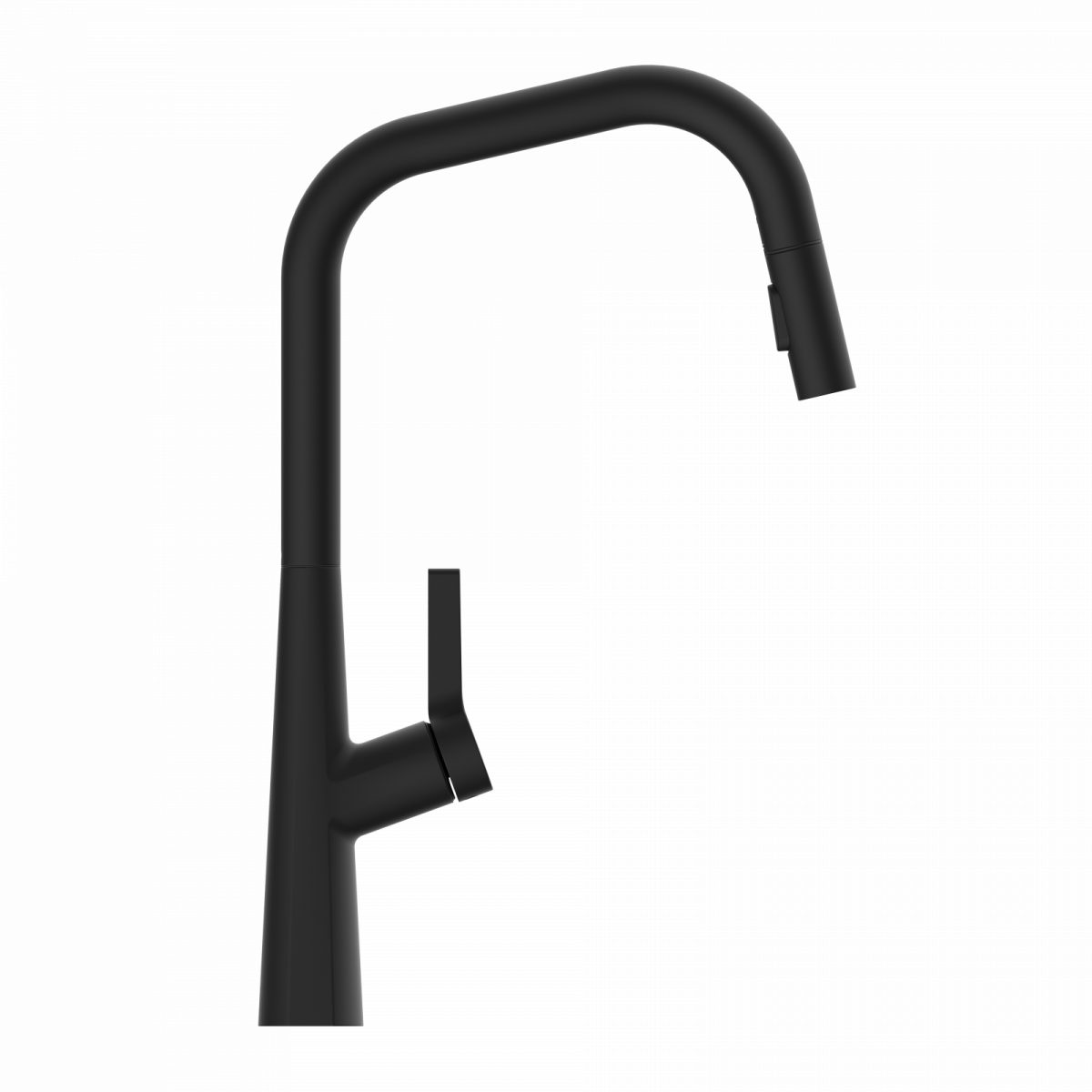 WK 9 Edge in black, Kitchen Faucet with edged spout and pull-down spray