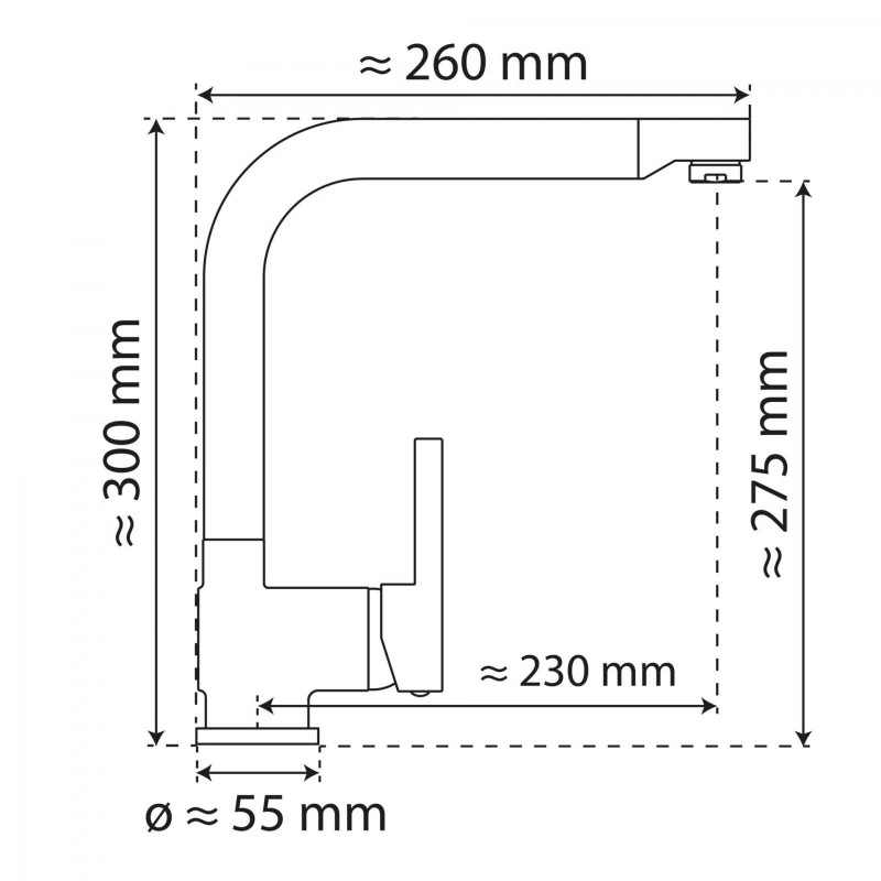 WK 4 in roestvrijstaal look, Keukenkraan met tijdloze L-uitloop