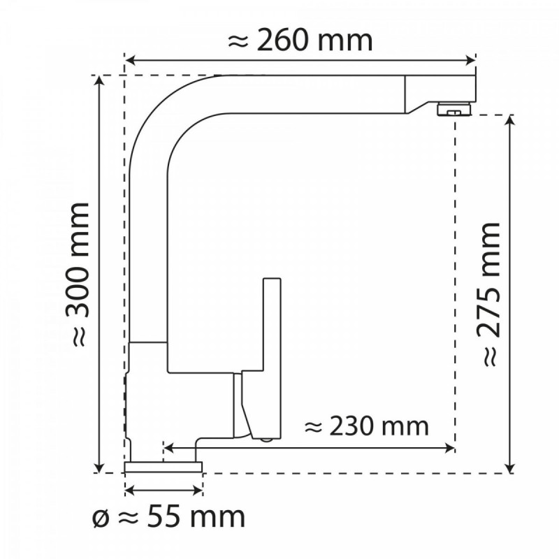 WK 4 in Edelstahloptik, Küchenarmatur mit zeitlosem L-Auslauf