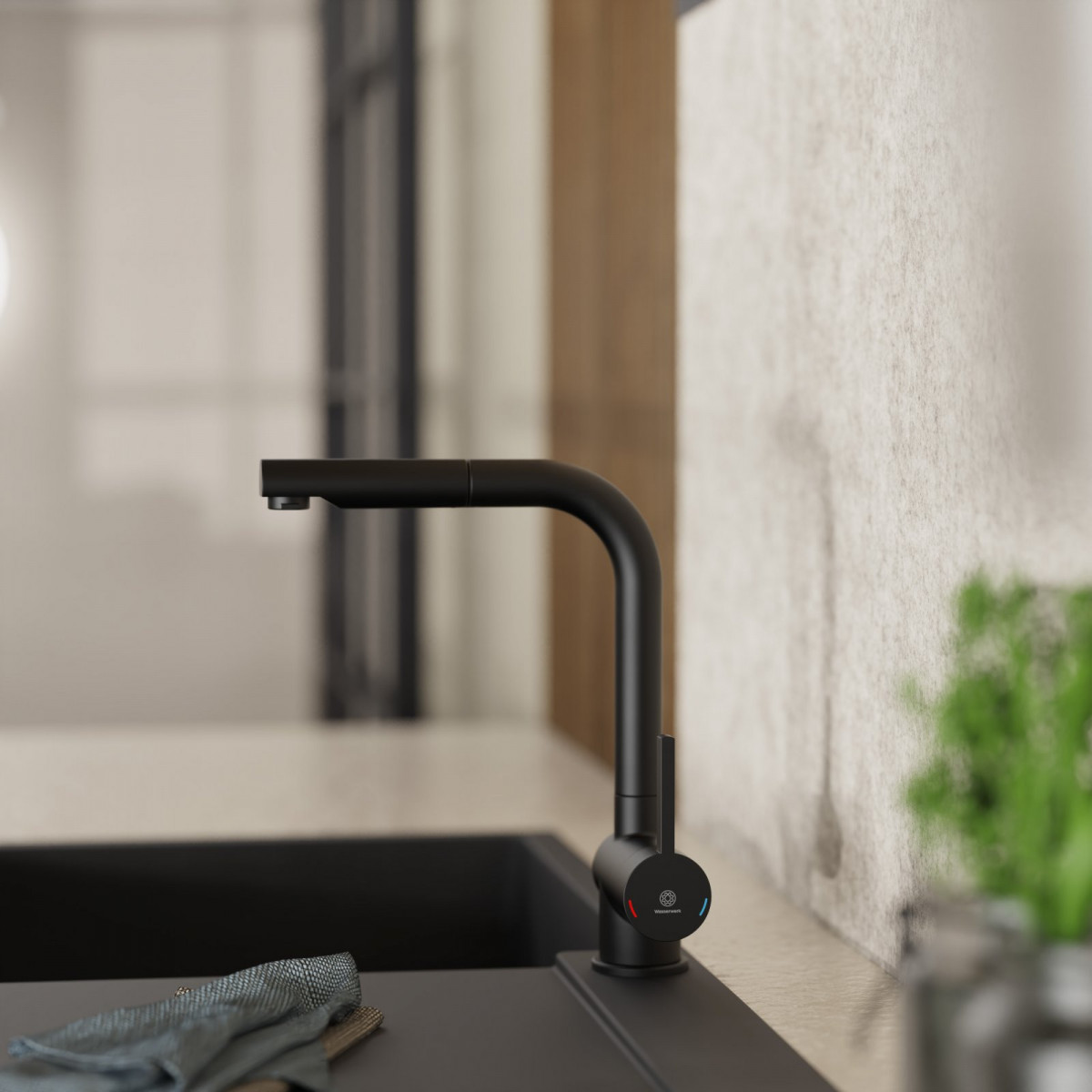 WK 4 Pro in black, Kitchen Faucet with pull-out spout