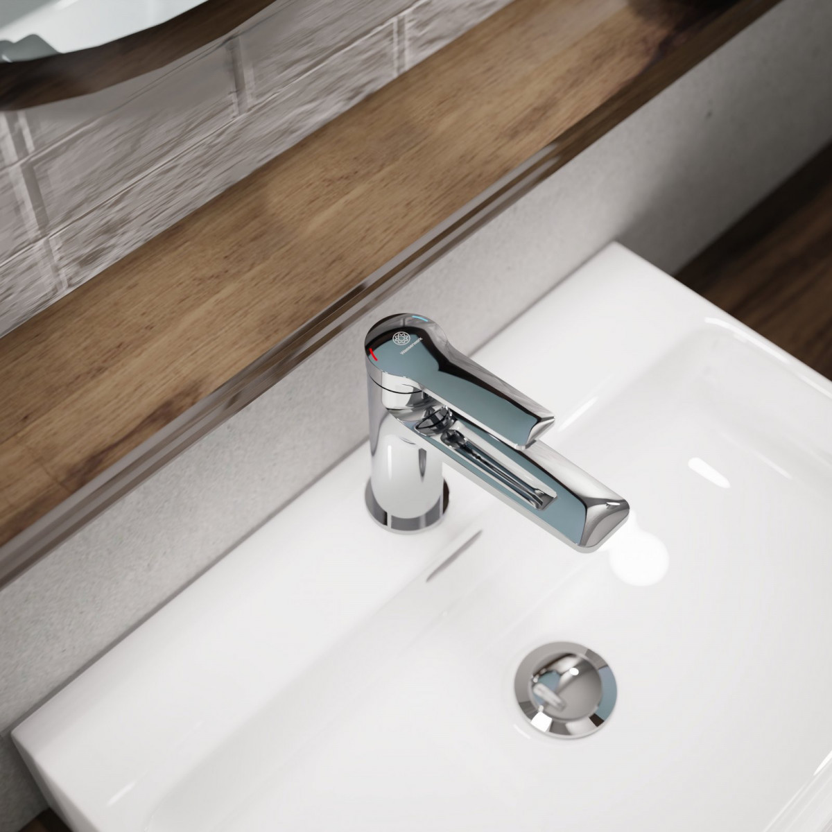 WT 12 in chrome, Washbasin with slim design