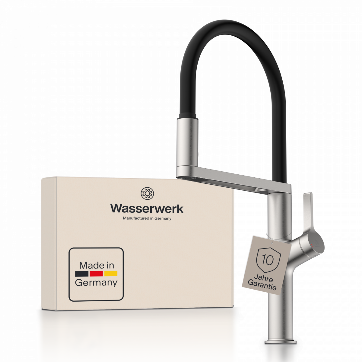 WK 2 in stainless steel look, Kitchen Faucet semi-pro with pull-down soft-touch hose