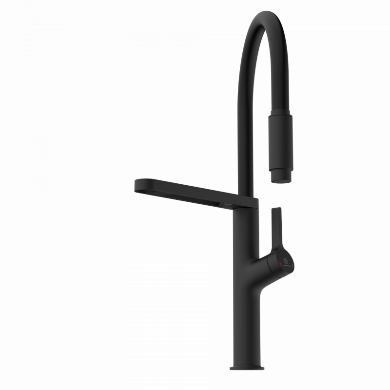WK 2 in black, Kitchen Faucet semi-pro with pull-down soft-touch hose