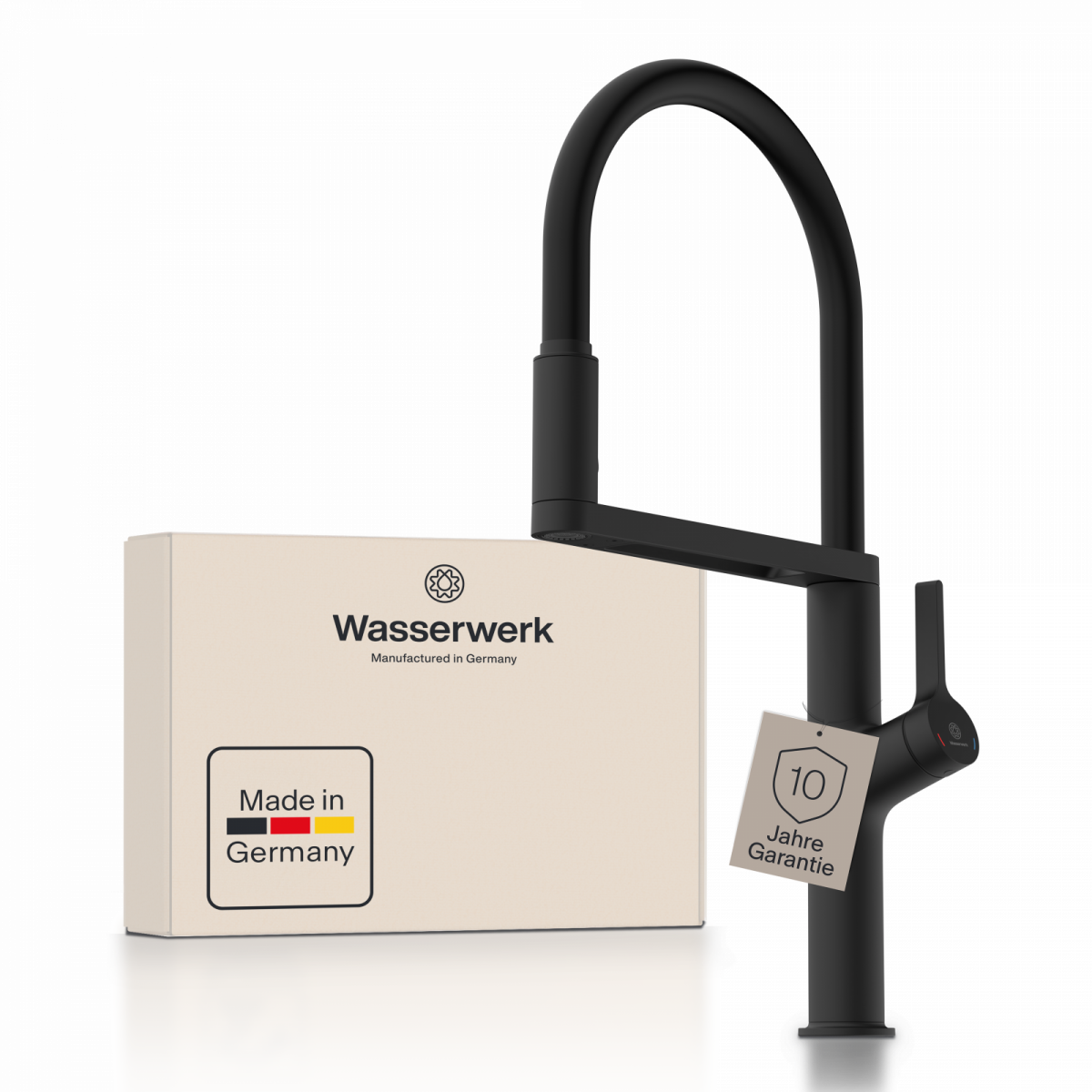 WK 2 in black, Kitchen Faucet semi-pro with pull-down soft-touch hose