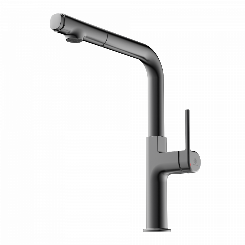 WK 11 in matte graphite, Kitchen Faucet with straight spout and pull-out spray