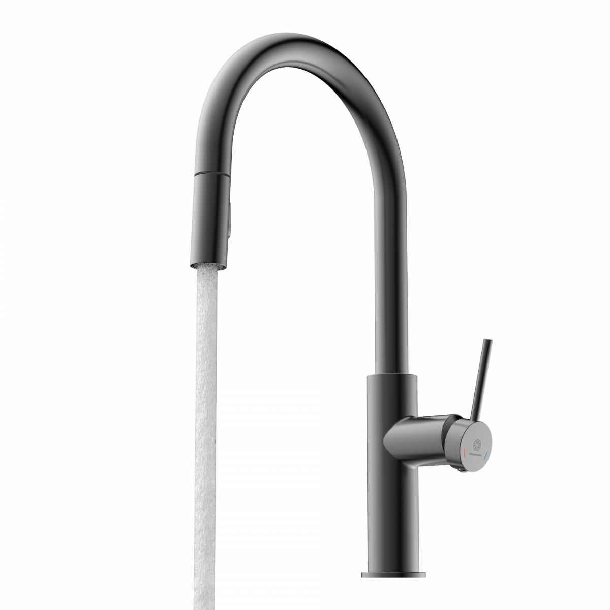 WK 13 Sphere in matte graphite, Kitchen Faucet with arched spout and pull-down spray