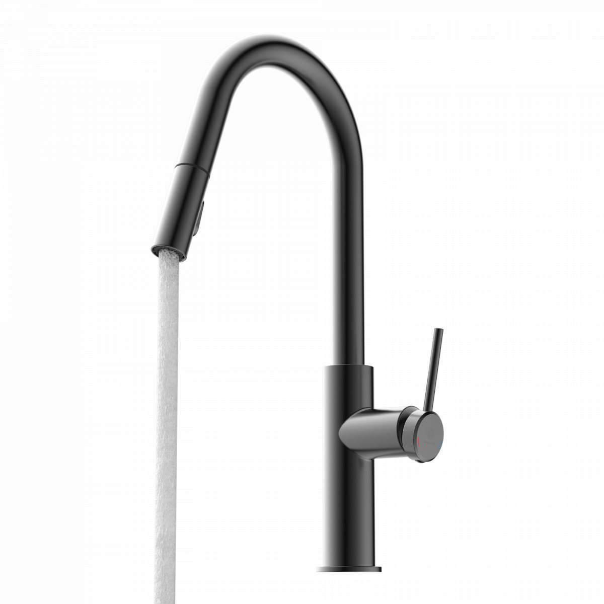 WK 13 Curve in matte graphite, Kitchen Faucet with curved spout and pull-down spray