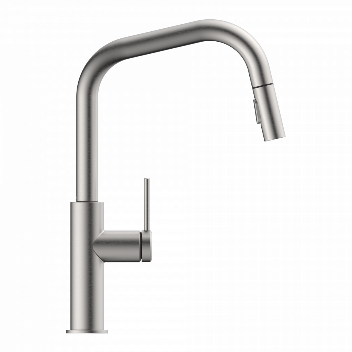 WK 13 Edge in stainless steel look, Kitchen Faucet with edged spout and pull-down spray