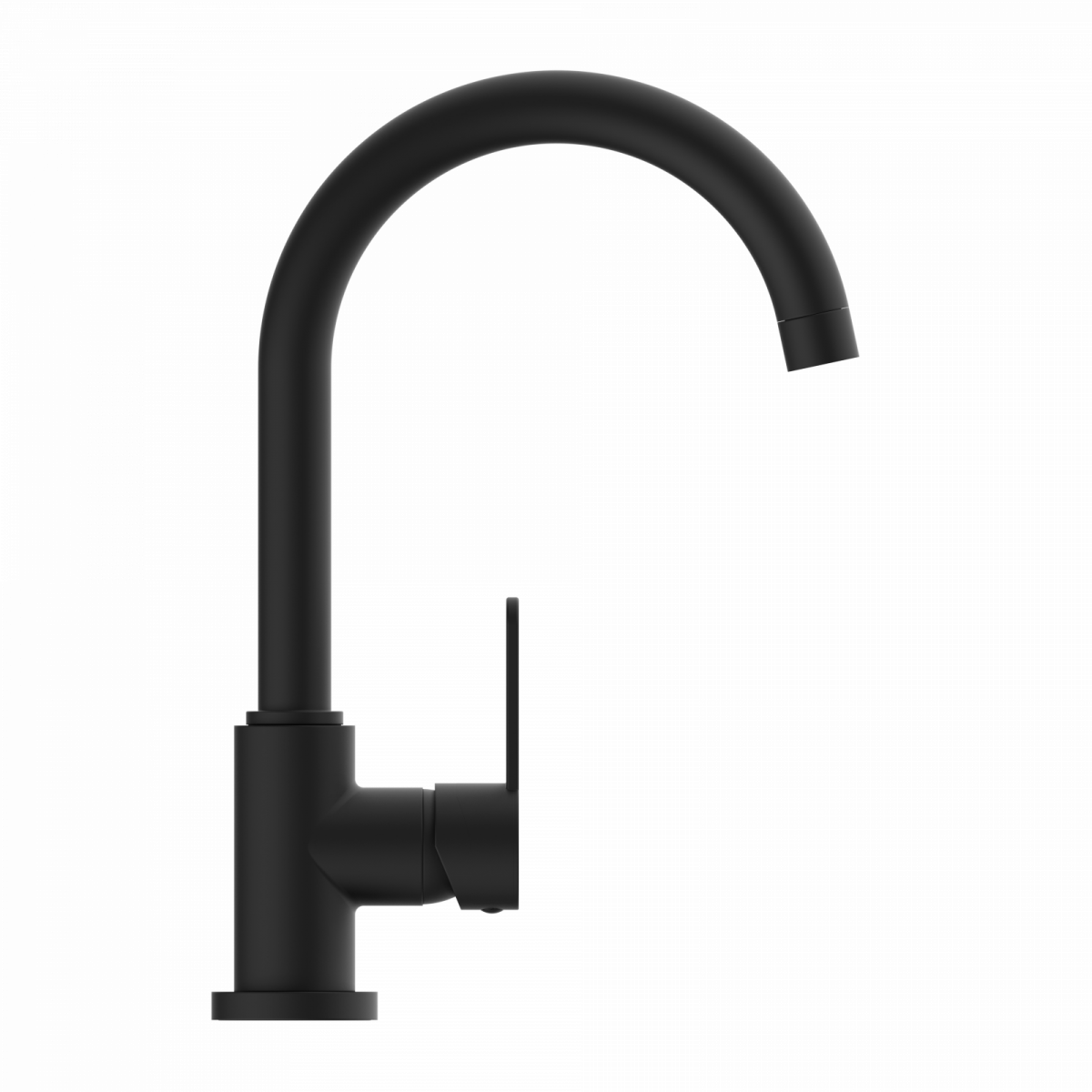 WK 5 in black, Kitchen Faucet with classic curved spout