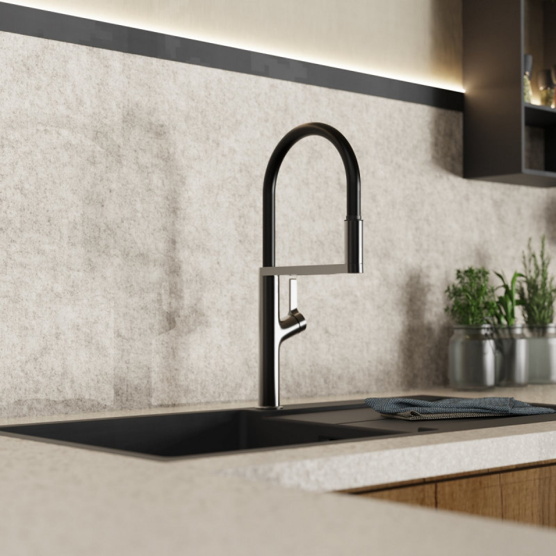 WK 2 in matte graphite, Kitchen Faucet semi-pro with pull-down soft-touch hose